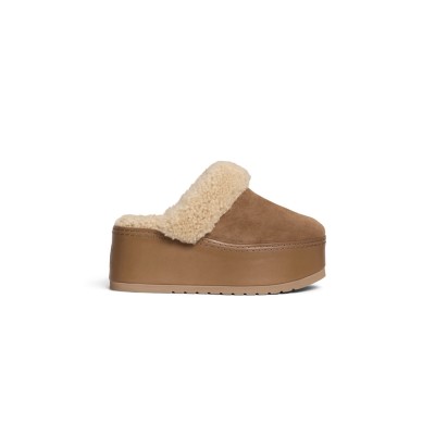 CELINE DANA WEDGE MULE IN SUEDE CALFSKIN AND SHEARLING 360084610C.18NC